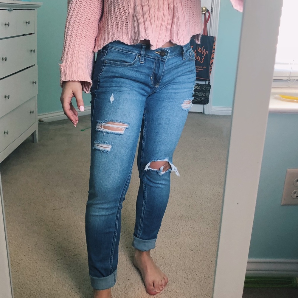 Hollister light blue ripped jeans